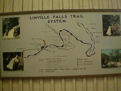 Linville Falls Trail System - This is a picture that was taken when I was on vacation to North Carolina. We visited Linville Falls trails and this is a picture of the trail system. We hiked 1.7 miles to reach the Falls This is a picture of the different trails that you could have taken to see beautiful scenery.