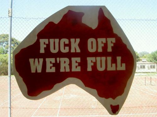 Aussie Immigration - Aussie Immigration Sign to ensure that we keep people out when they are not wanted.