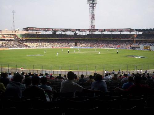 eden gardens , kolkata - it is the biggest cricket ground in the world and has a capcity of about 1,00,000 people . but the most fascinating part is the brilliant crowd of eden gardens and it always remains filled ,