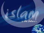 got islam - this is a beautiful picture, with a blue background. Islaam, is the only word in the picture, but to me it says a mouthful.