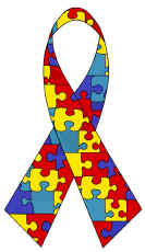 Autism Awareness Ribbon - Ribbon fabric has puzzle pieces; autism is said to be a puzzle. April is Autism awareness month. Autism Awareness Ribbon - Ribbon fabric has puzzle pieces; autism is said to be a puzzle. April is Autism awareness month.