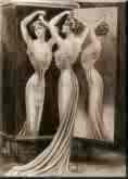 corsetted lady - the smaller the waist the more desirous was the woman.  Too bad she couldn't breath, well then maybe she couldn't argue
