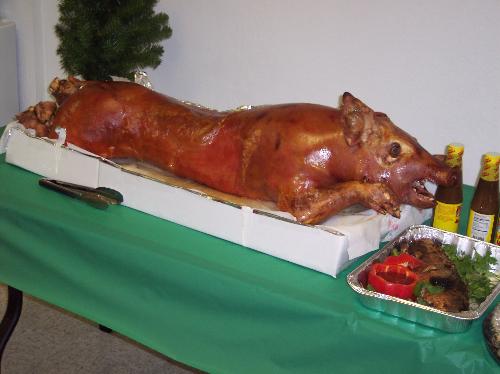 Pig Feast - Coworkers invited their friends to a potluck.  This was the featured dish.