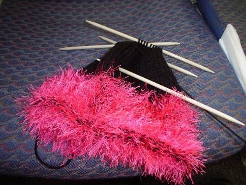You can make your own knitting needles. - Hat knitted on double pointed needles that I made from dowels.