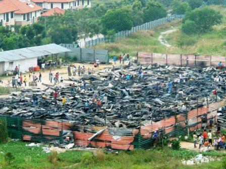 End Of A Kongsi......... - A photo taken on the aftermath of a foreign workers kongsi after a raging fire swept through it.  In less than an hour, hundreds lost their homes and belongings.