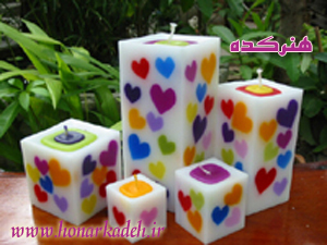 candles - unusual candles.....as u can see hearts of different colours in the candle....just how are these made????